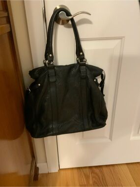 Made in Italy. Classic Black Leather-Textured Shoulder Bag. Bought in Italy.
